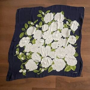CHANEL Navy and White Floral Scarf